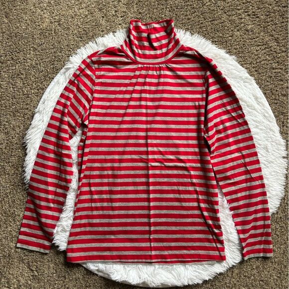 L.L. Bean Tops - L.L. Bean Top Striped Red Gray Long Sleeves Womens Size Medium